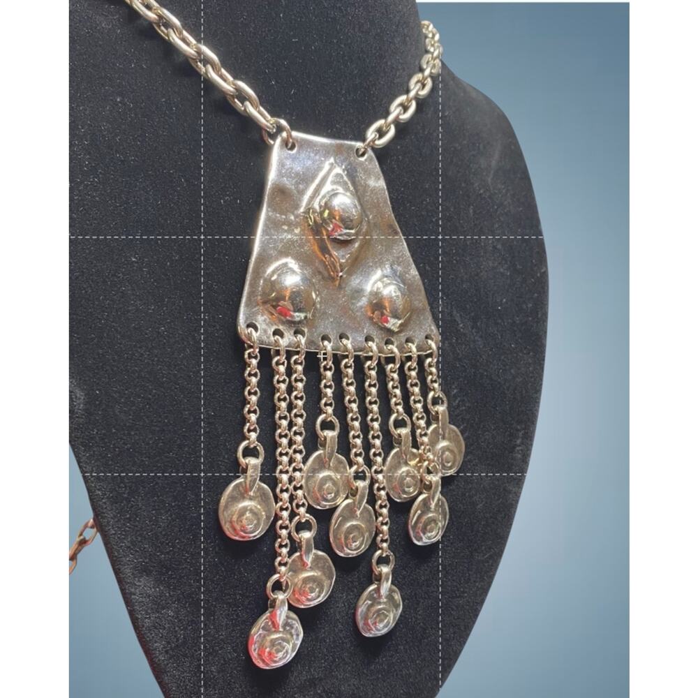 UNO de 50 Retired Statement Necklace Silver Tone Dangle Pendant Spain Artisan - Picture 4 of 9